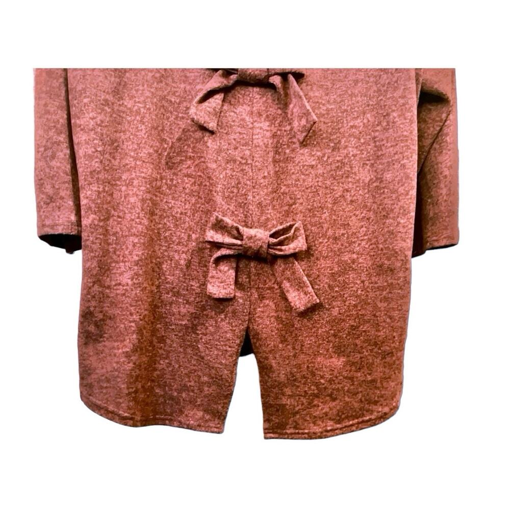 Perch by Blu Pepper Brick Orange Bow Tie Back Soft 3/4 Sleeve Sweater | Size 3XL - Picture 5 of 12